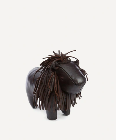 Omersa Miniature Leather Lion In Brown