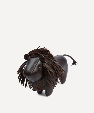 Omersa Miniature Leather Lion In Brown