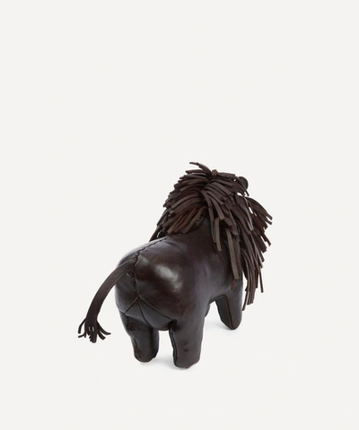 Omersa Miniature Leather Lion In Brown