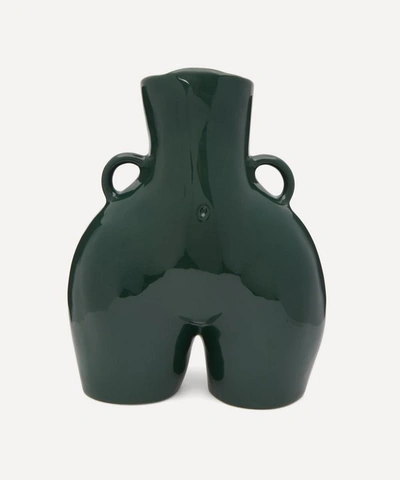 Shop Anissa Kermiche Love Handles Vase In Bottle Green