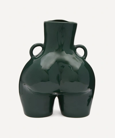 Shop Anissa Kermiche Love Handles Vase In Bottle Green