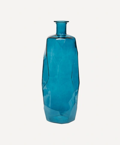 Shop San Miguel Recycled Glass Straight Sided Origami Vase In Bright Blue