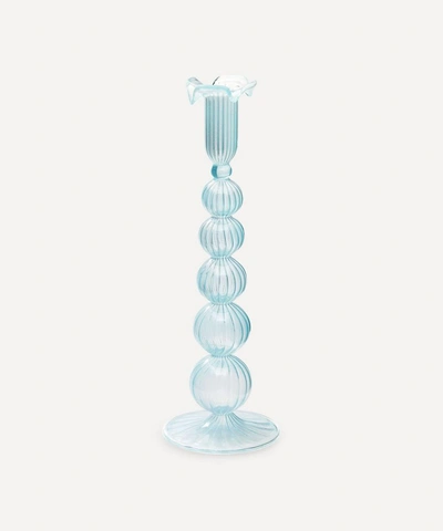 Shop Anna + Nina Cloudy Glass Candlestick Holder In Blue