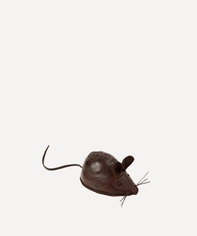 Omersa Miniature Leather Mouse In Brown