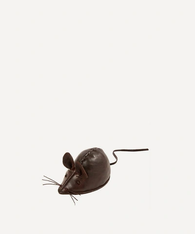 Omersa Miniature Leather Mouse In Brown