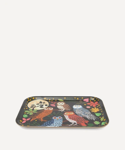 Avenida Home Night Owls Small Birch Wood Tray In Multicoloured
