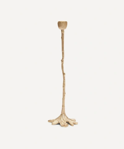 Doing Goods Misty Tree Candlestick Holder In Gold Matte