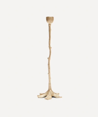 Doing Goods Misty Tree Candlestick Holder In Gold Matte