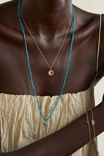 Shop Andrea Fohrman Mini Cosmo 14-karat Gold, Turquoise And Diamond Necklace