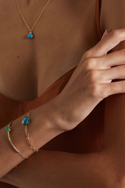 Shop Andrea Fohrman Mini Cosmo 14-karat Gold, Turquoise And Diamond Necklace
