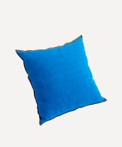 Shop Hay Outline Cotton-linen Cushion In Persian Blue