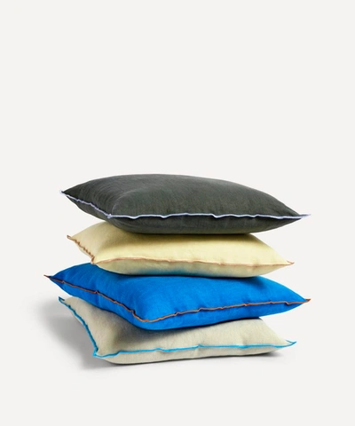 Shop Hay Outline Cotton-linen Cushion In Persian Blue