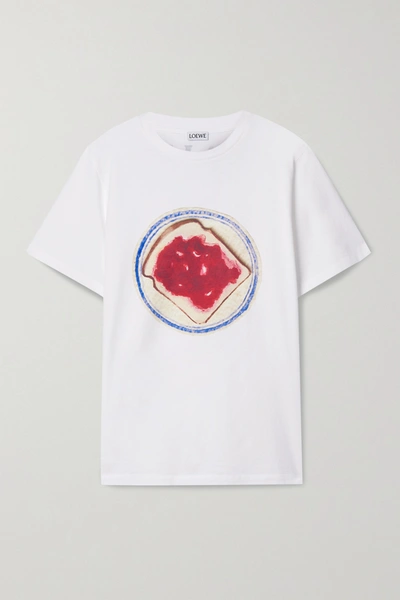 Shop Loewe Printed Cotton-jersey T-shirt In White