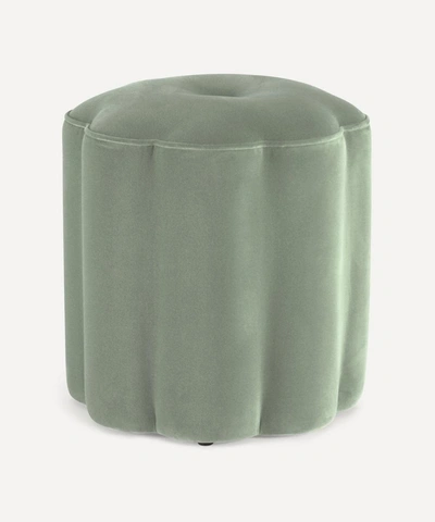 Shop Soho Home Flower Moleskin Velvet Footstool In Sage