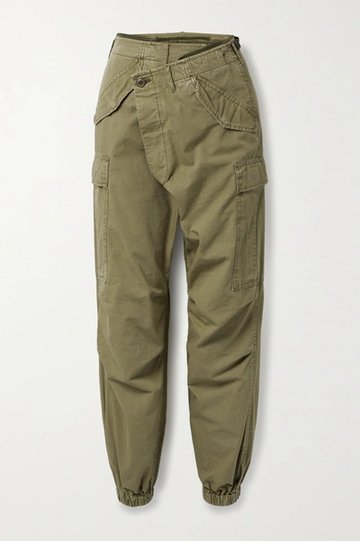 Shop R13 Crossover Cotton-ripstop Tapered Cargo Pants In Green