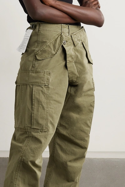 Shop R13 Crossover Cotton-ripstop Tapered Cargo Pants In Green