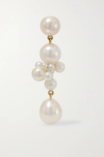 Shop Sophie Bille Brahe Perle Splash 14-karat Gold Pearl Single Earring