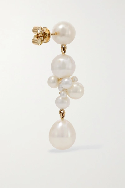 Shop Sophie Bille Brahe Perle Splash 14-karat Gold Pearl Single Earring