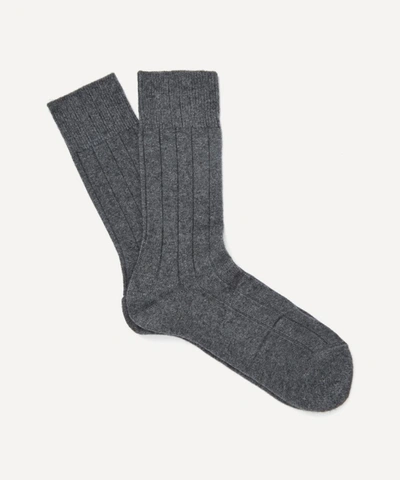 Shop Falke Lhasa Ribbed Cashmere-blend Socks In Light Grey