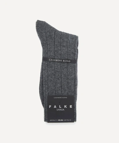 Shop Falke Lhasa Ribbed Cashmere-blend Socks In Light Grey