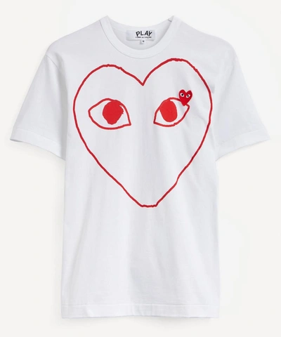 Shop Comme Des Garçons Play Red Heart Logo Patch Cotton T-shirt In White