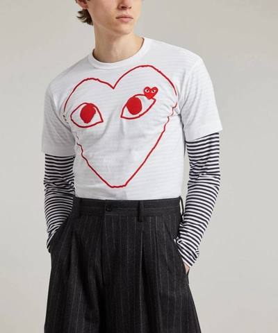 Shop Comme Des Garçons Play Red Heart Logo Patch Cotton T-shirt In White