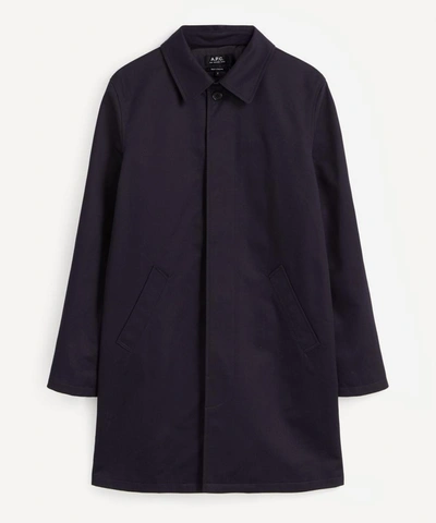 Shop Apc Urban Cotton Mac In Navy