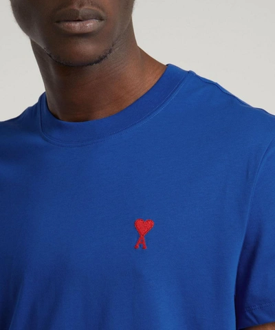 Shop Ami Alexandre Mattiussi Logo Embroidered T-shirt In Bleu