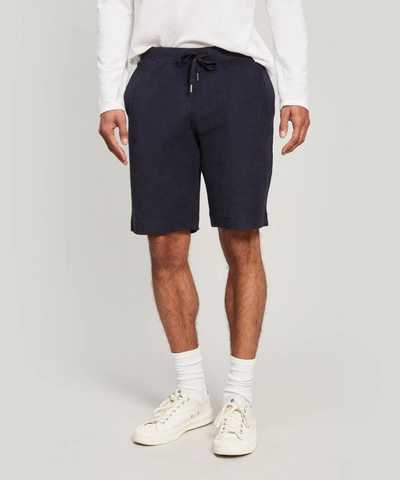 Shop Sunspel Organic Cotton Towelling Shorts In Navy