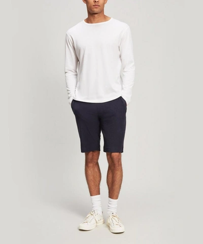 Shop Sunspel Organic Cotton Towelling Shorts In Navy