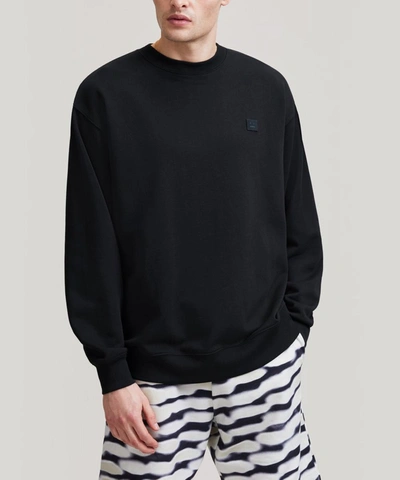 Shop Acne Studios Face Oversized Cotton Sweater In Black