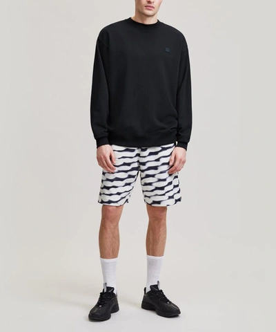 Shop Acne Studios Face Oversized Cotton Sweater In Black