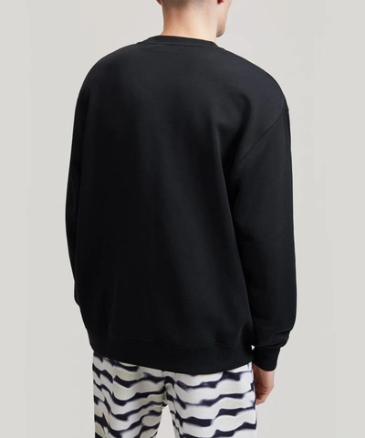 Shop Acne Studios Face Oversized Cotton Sweater In Black