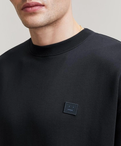 Shop Acne Studios Face Oversized Cotton Sweater In Black