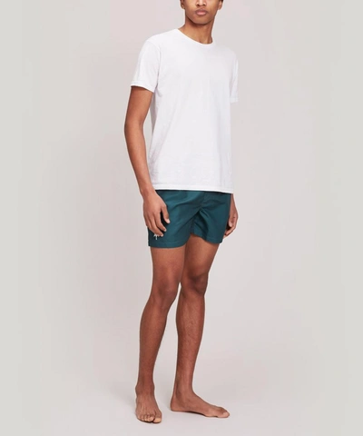 Shop Oas Solid Colour Swim Shorts In Dark Green