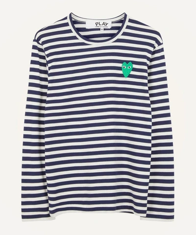 Shop Comme Des Garçons Play Striped Long-sleeve T-shirt In Navy