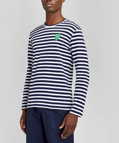 Shop Comme Des Garçons Play Striped Long-sleeve T-shirt In Navy