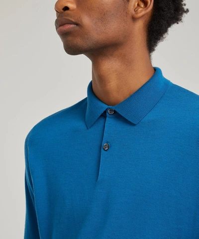 Shop John Smedley Payton Merino Wool Polo-shirt In Larmiar Blue