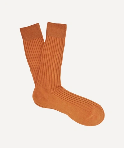 Shop Pantherella Mens Danvers Ribbed Socks In Cumin