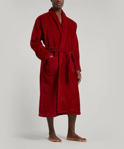 Shop Derek Rose Towelling Cotton Robe In Trinton Wine