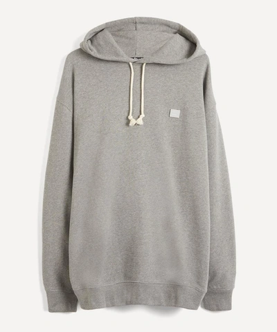 Shop Acne Studios Face Oversized Cotton Hoodie In Grey