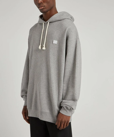 Shop Acne Studios Face Oversized Cotton Hoodie In Grey