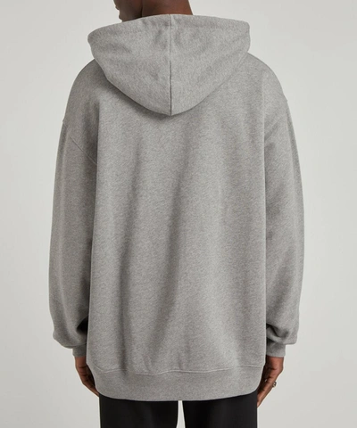 Shop Acne Studios Face Oversized Cotton Hoodie In Grey