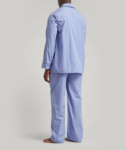 Shop Derek Rose Core Piped Classic Fit Cotton Check Pyjama Set In Felsted Blue