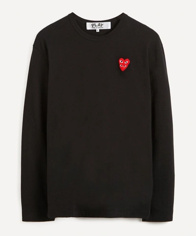 Shop Comme Des Garçons Play Mens Heart Logo Patch Long-sleeve T-shirt In Black