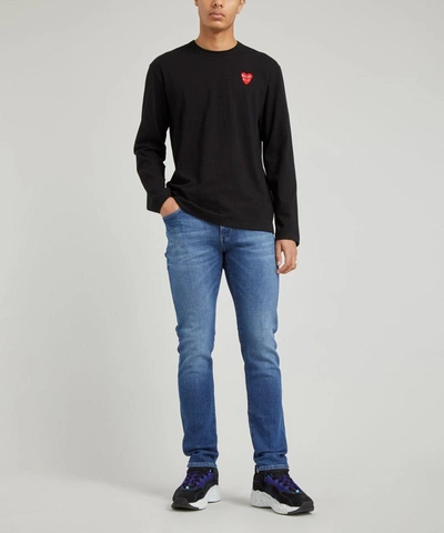 Shop Comme Des Garçons Play Mens Heart Logo Patch Long-sleeve T-shirt In Black
