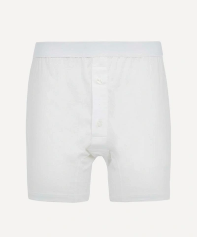 Shop Sunspel Two-button Superfine Cotton Boxer In White