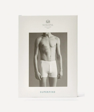 Shop Sunspel Two-button Superfine Cotton Boxer In White