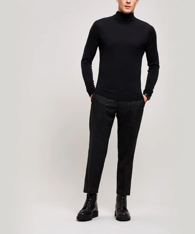 Shop John Smedley Mens Cherwell Merino Wool Roll-neck Jumper In Black