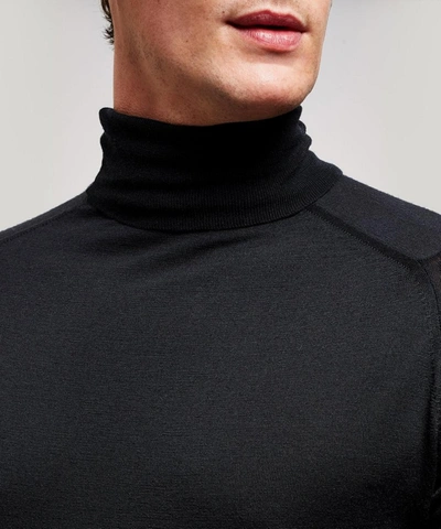 Shop John Smedley Mens Cherwell Merino Wool Roll-neck Jumper In Black